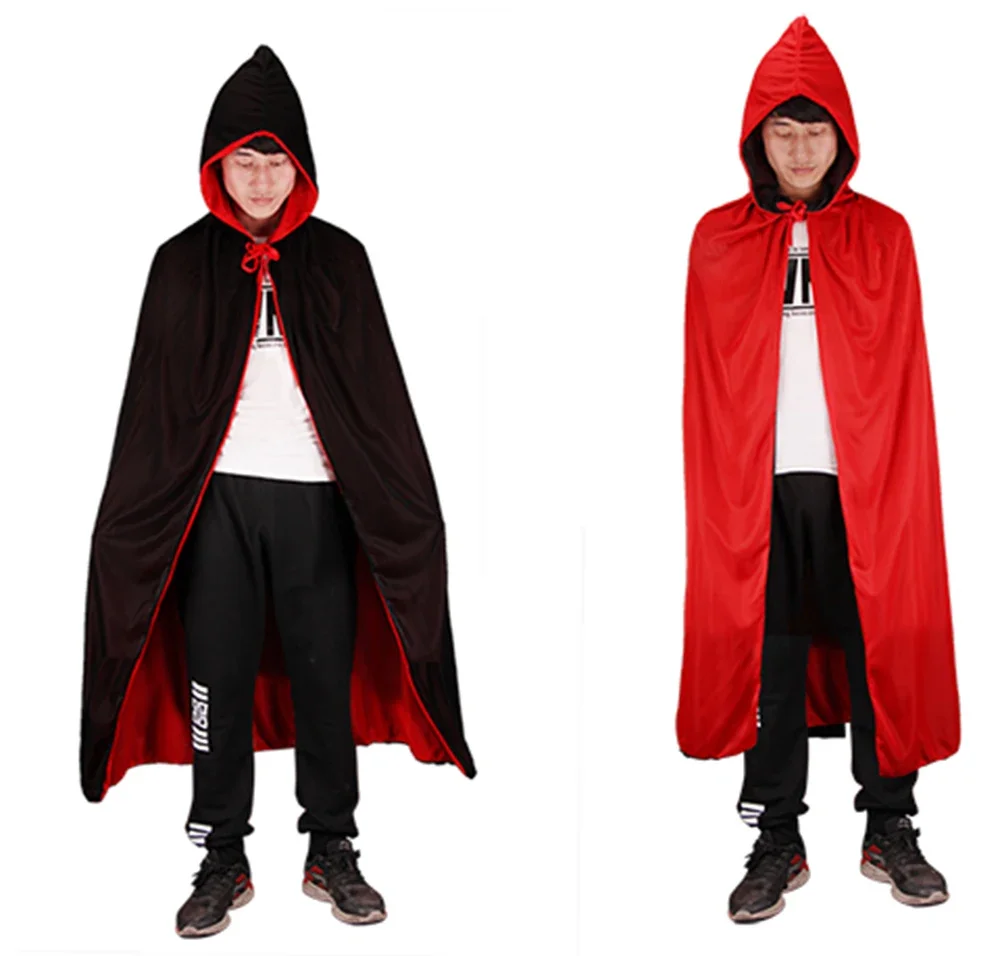 Anime Hooded Vampire Cloak Cape Adult Children Stand-up Collar Cap Red Black Both Sides Can Be Used Themed Party