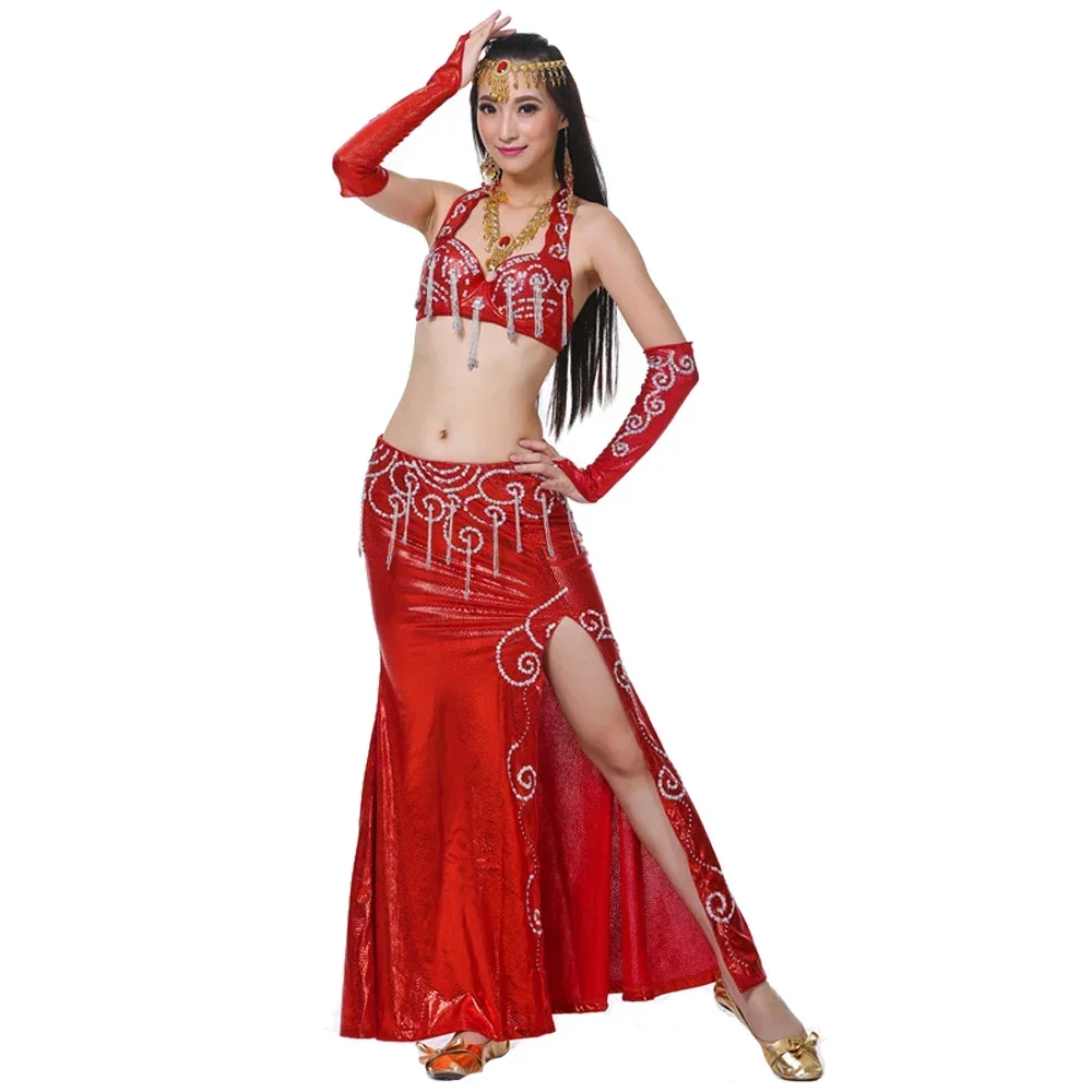 Professional Belly Dance Clothing for Indian Performance Outfits Bollywood Dancer Belly Dance Costumes Sequined Dancing Outfit