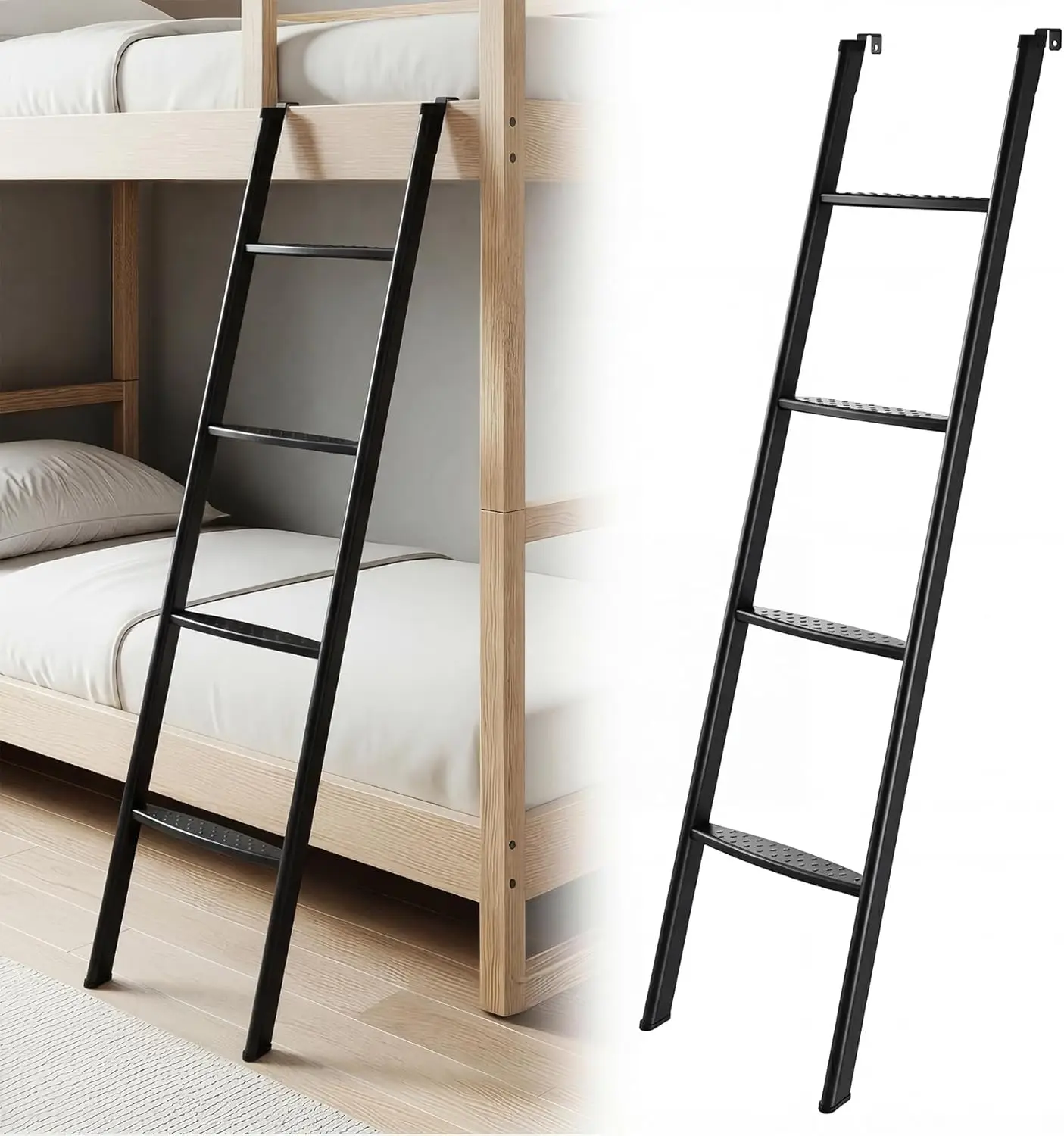 

55-дюймовая противоскользящая лестница для двухъярусной кровати, усиленная конструкция, максимальная нагрузка 330 фунтов, широкие ступеньки для кемпера, автодома, прицепа