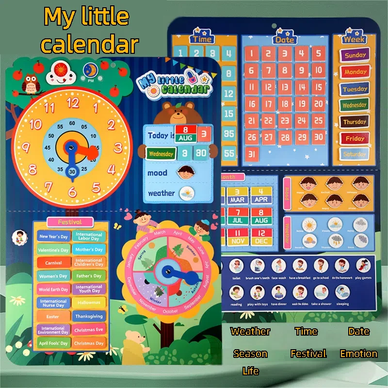 Mein kleiner Kalender, Kinderuhr, Spielzeug, Kinderpuzzle, Früherziehung, Lernzeit, Lernen, Feiertage kann aufgehängt werden