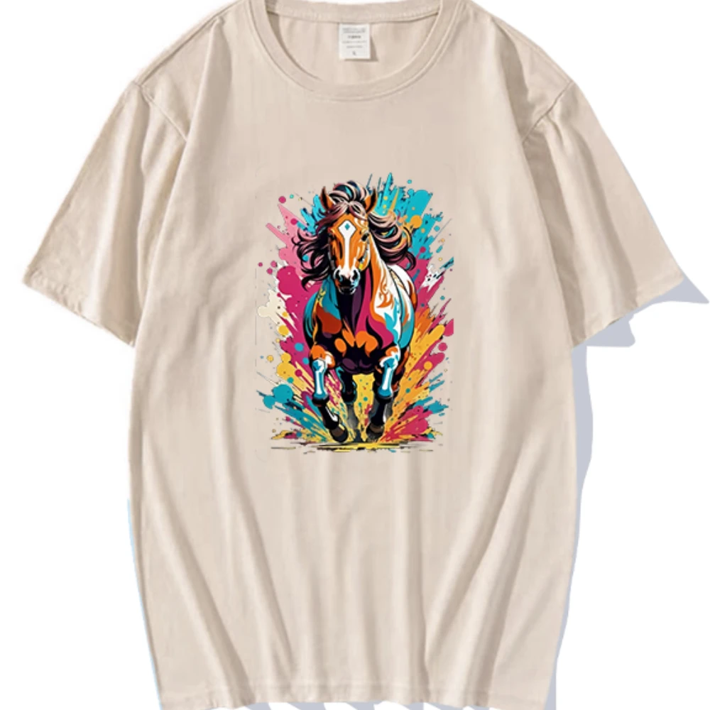 

new year 2025 horse y2k ropa de mujer Cartoon Minimalist Male T-shirts Female Neutral Casual Original women graphic men t shirts