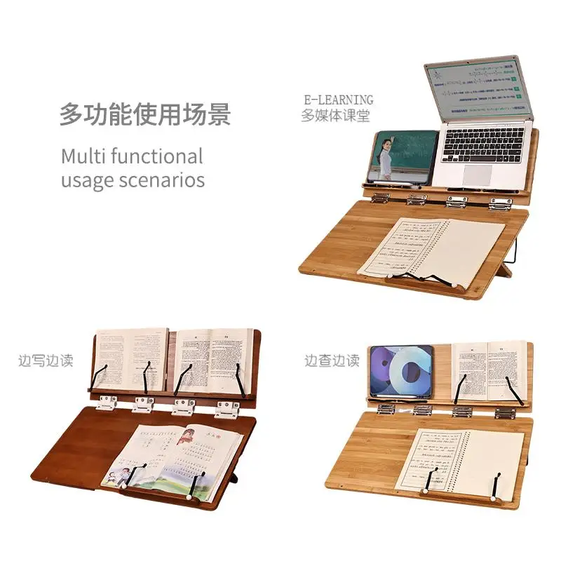 Extra Large Bamboo Reading Stand Adjustable Book Holder for Kids/Students/Calligraphy Multi-Angle Desk Notebook PC Organizer - Image 4