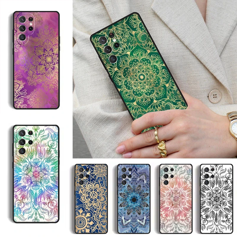 Flowers Mandala Floral Phone Case for Samsung Galaxy S26 S25 Ultra S24 S23 S22 S21 Plus Note 10 Bumper Cover