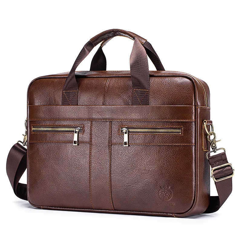 Men's genuine leather briefcase for computer storage, top layer cowhide business large-capacity crossbody handbag