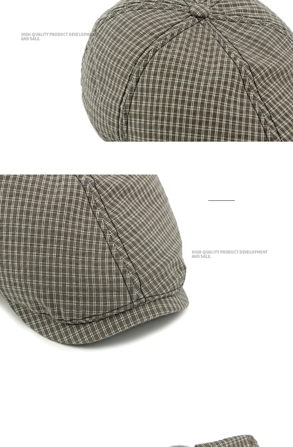 HT4798 Herren Berets Frauen Plaid Künstler Maler Baskenmütze Hut Männlich Weiblich Ivy Flache Kappen Einstellbar Frühling Herbst Achteckige Baskenmütze Kappen – Detail 5