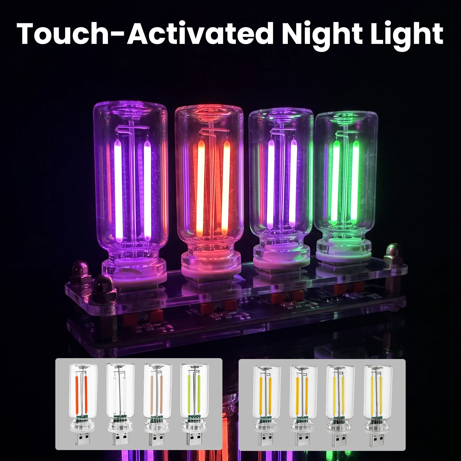 USB Touch Dimming LED Filament Glass Bulb 5V Retro Edison Bulb Night Light Car Decoration Incandescent Eye Protection Lighting