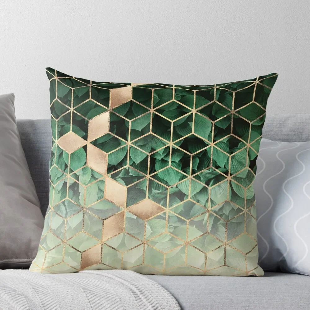 

Leaves And Cubes Throw Pillow Plaid Sofa Sofa Cushion