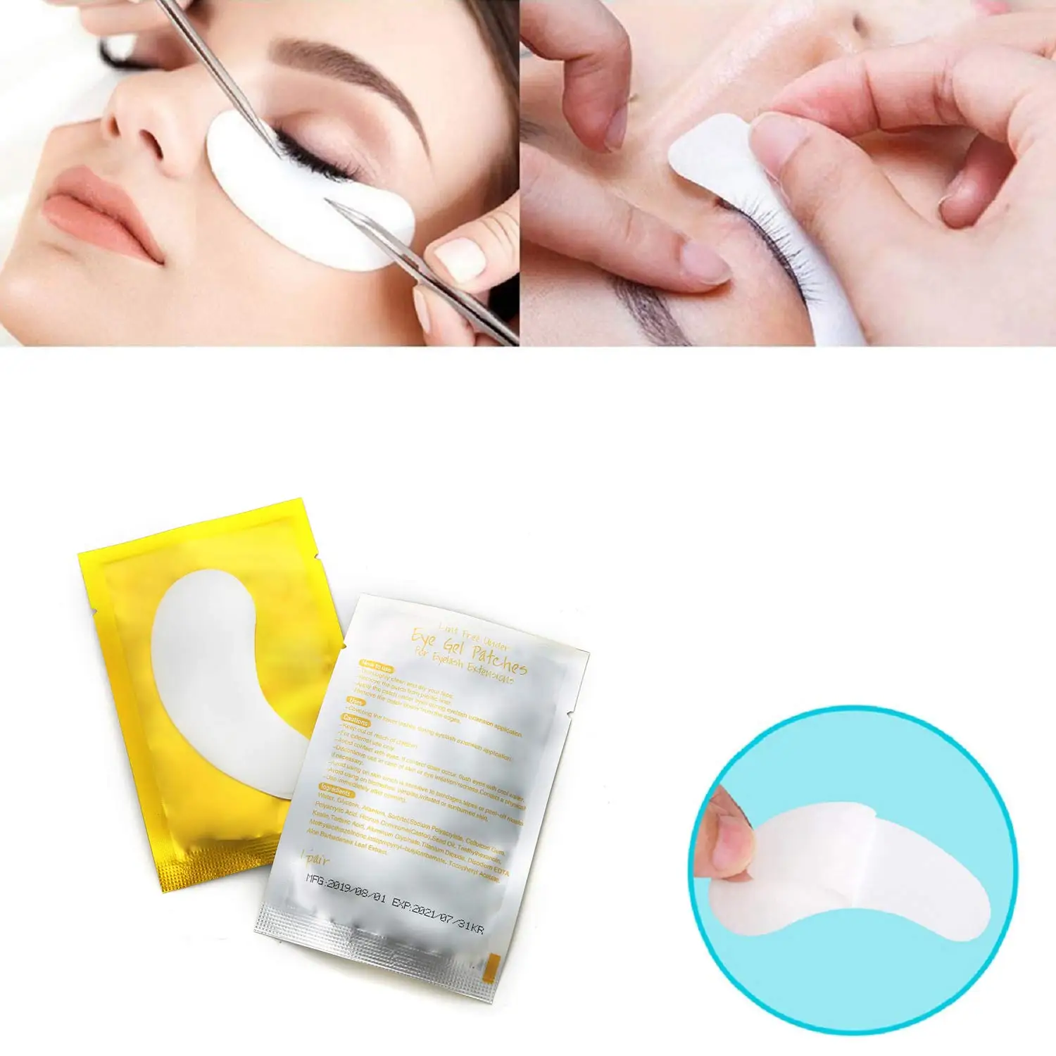 50 Pairs Set Under Eye Pads,Eyelash Extension Gel Patches, Lash Extension Lint Free Under Hydrogel Eye Mask Pads Beauty Tool