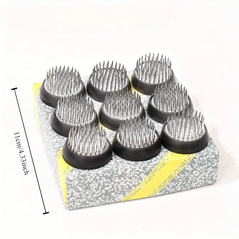 9pcs Stainless Steel Floral Arrangement Set with Rubber Sleeves Round Brass Flower Stands Arrangement Tools Plant Support Home