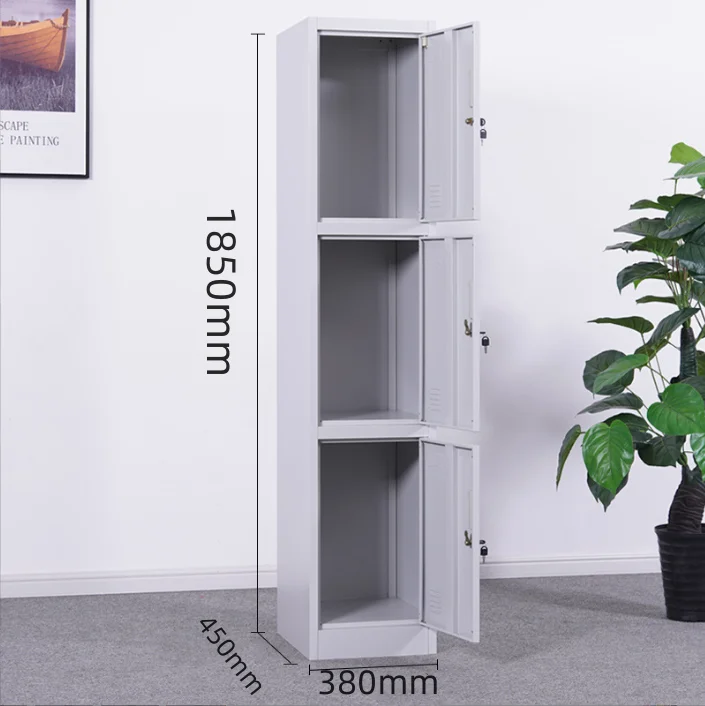 أثاث مكتبي معدني من الفولاذ بثلاثة أبواب، خزانة ملابس منزلية، خزانة ملفات للاستخدام المنزلي أو المكتب #2