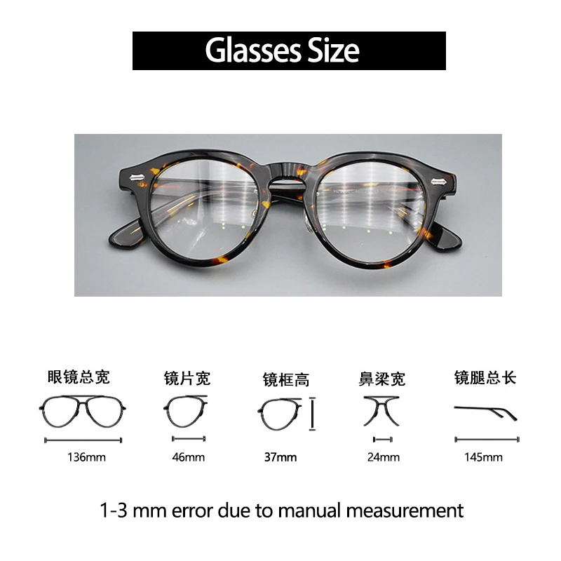 ALICIA Neue Mode Retro Runde Spektakel Luxus Acetat Brillen Kleine Größe Brillen Optische Verordnung Rahmen Mann Frauen – Detail 2