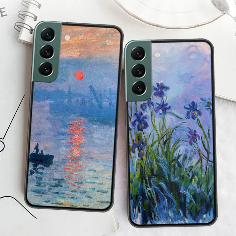 Claude Monet Garden Lotus Bridge Phone For Samsung Galaxy S24 S22 Ultra S21 Plus S20 S23 FE Case S10 S10E S9 S8 S7 Edge Cover Si