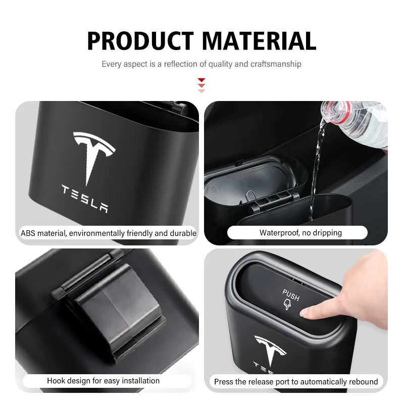 Car Trash Can Portable Waterproof Garbage Box Accessories For Tesla Model Y 3 S X Roadster Bonina