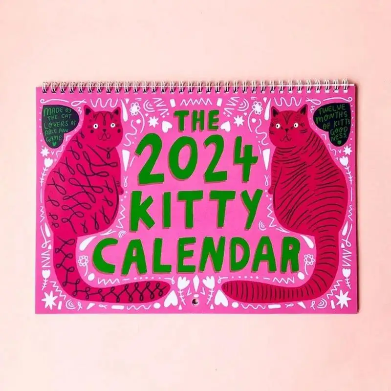 Table Calendar 2024 Calendar 11X8.5 Inch Funny Kitten Poster Month Planner Cat Lovers Square 2024 Wall Calendar Desk Organizing