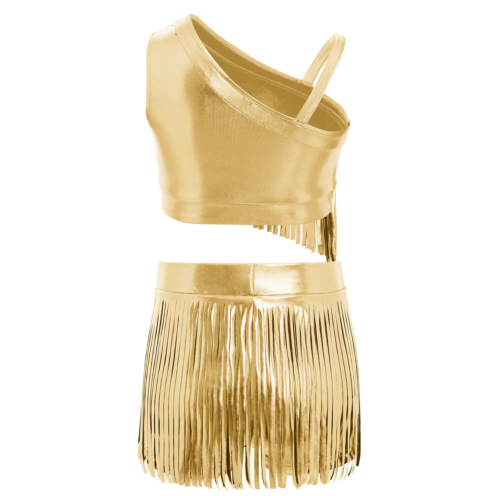 Girls Latin Dance Costume Rumba Tango Dance Outfit Sparkly Sequins Cha-cha Tassel Tank Tops Skirts Suits Jazz Fringed Dancewear