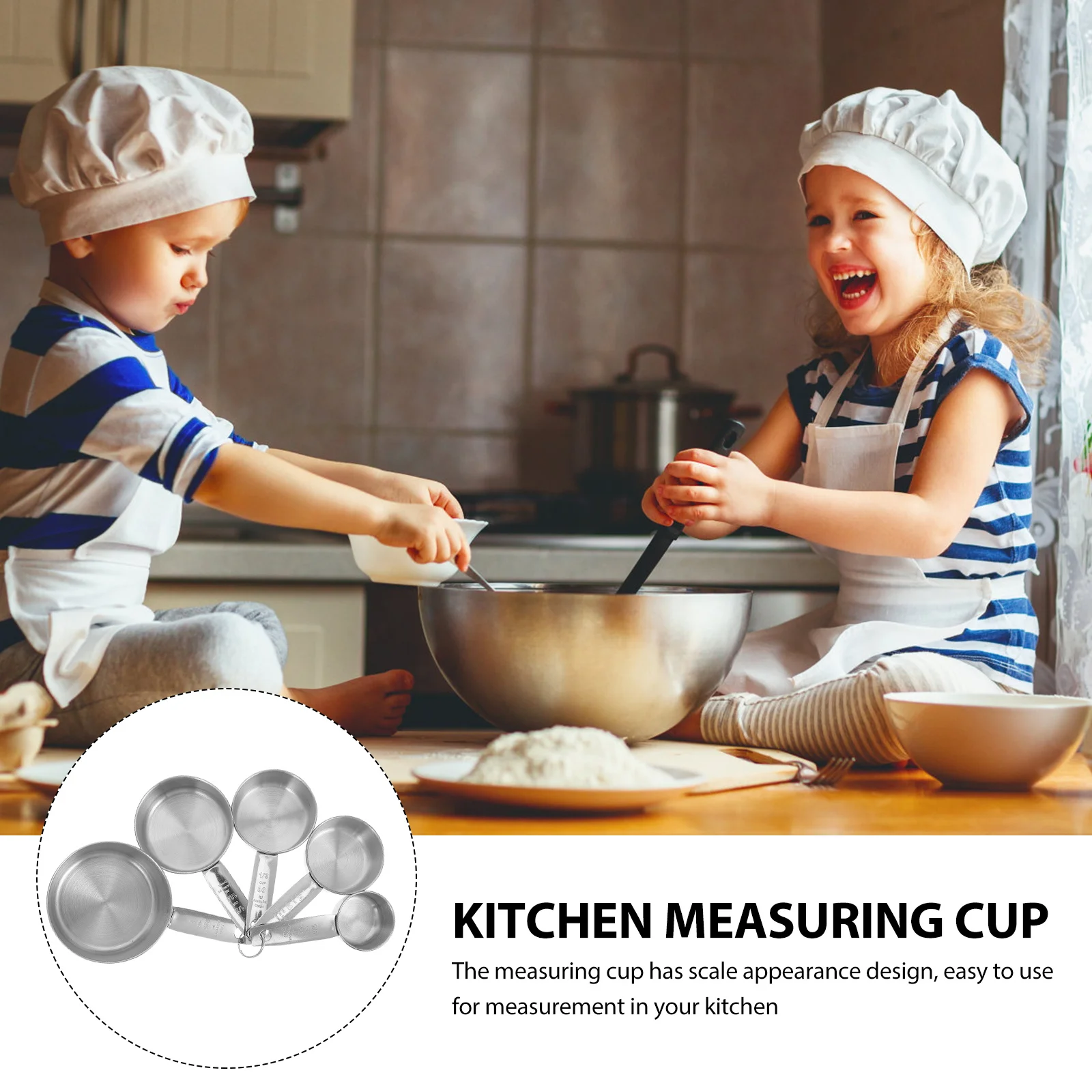 

5Pcs Stainless Steel Measuring Cups Set Kitchen Baking Tool Safe Easy to Clean Comfortable Grip Long Lasting