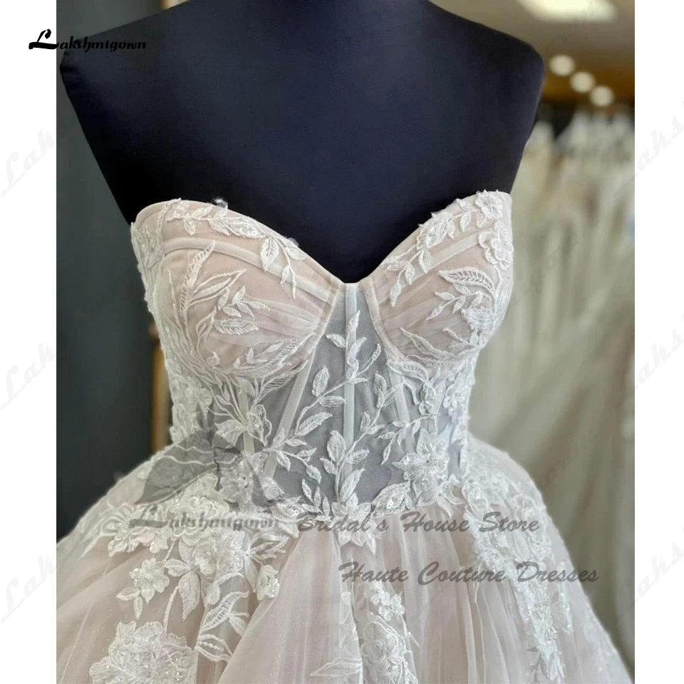 Lakshmigown Blush abiti da sposa rosa con giacca staccabile 2023 Robe Boheme Princess Church abiti da sposa corsetto corpetto di pizzo