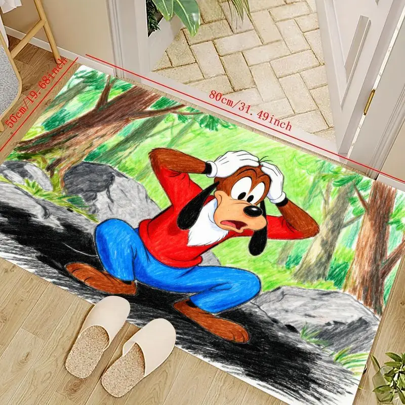 

1 шт. напольный коврик с персонажем мультфильма Диснея Гуфи, забавный коврик для лесной сцены, нескользящий, мягкий, впитывающий, моющийся