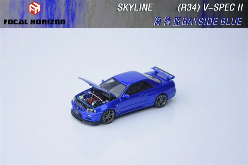 

Focal Horizon 1:64 Skyline R34 V-SPEC-II Bayside Blue Opening Hood Ver Die-Cast Car Models