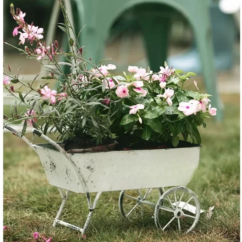 

Personalized Creative Handcart Flower Pot Courtyard Garden Flower Vessels Iron Do Old Retro Ornaments Outdoor Bonsai Basin