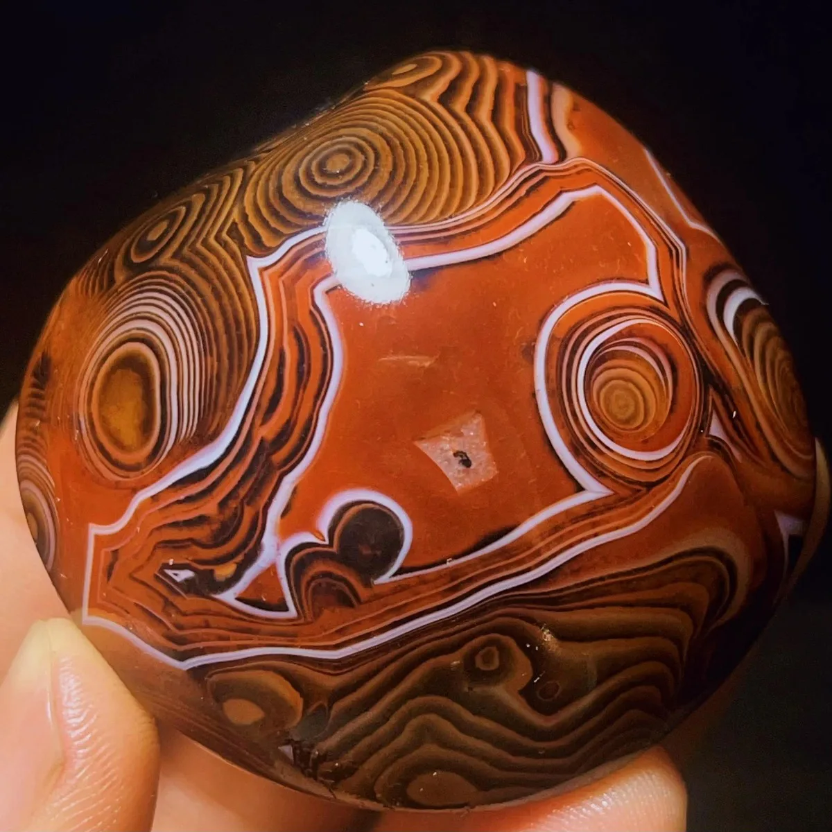 Crystal Clear Banded Agate Palm Stone, Tumbled Polished, Multi Color, Crystal Display, Natural Stone, Table Display
