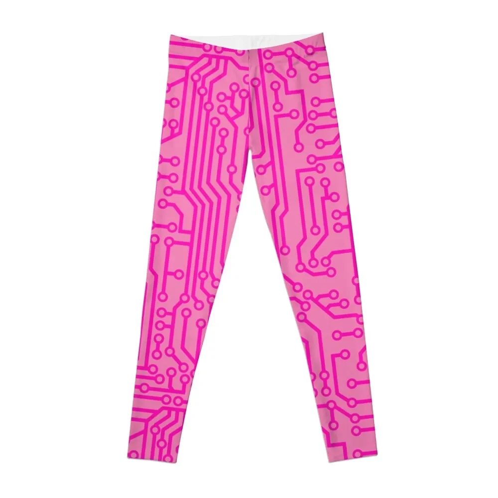 

Geeky Pink Circuit Board Pattern Leggings for girls sportswear gym active wear sports woman gym Womens Leggings
