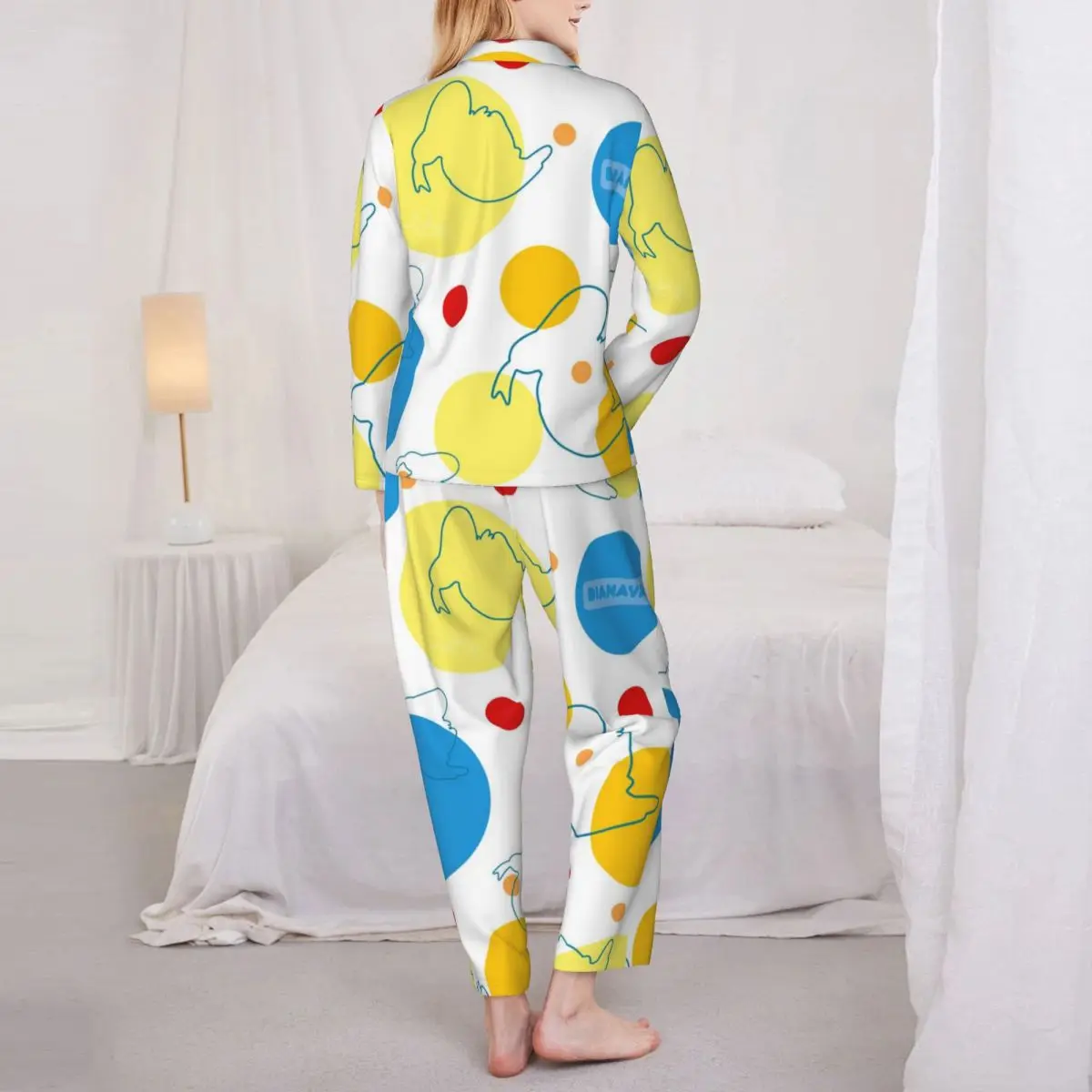 Donald Duck Women's Pajamas Set Button Down Pajama 2 Piece Suit Pyjama Femme Nightwear Loungewear