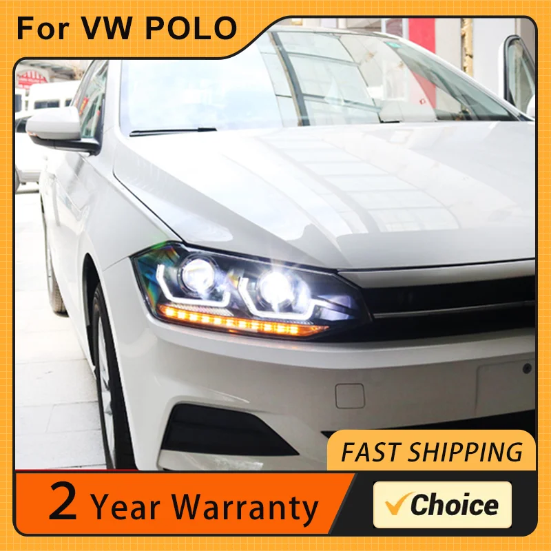 Car Light For VW Polo Virtus 2019-2022 New Polo LED Headlight Style Replacement DRL Daytime lights Lighthouse Projector Facelift