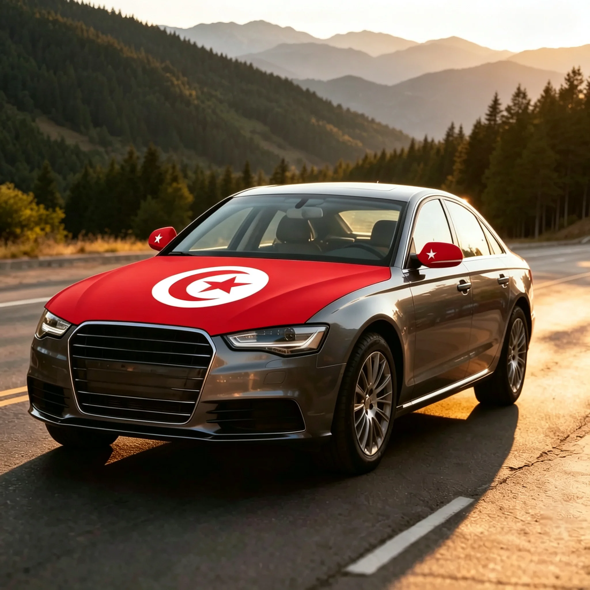 115x160cm 130x160cm Tunisia Flag Car Hood Cover Elastic Fabrics Bonnet Banner Flag Decoration Event Items