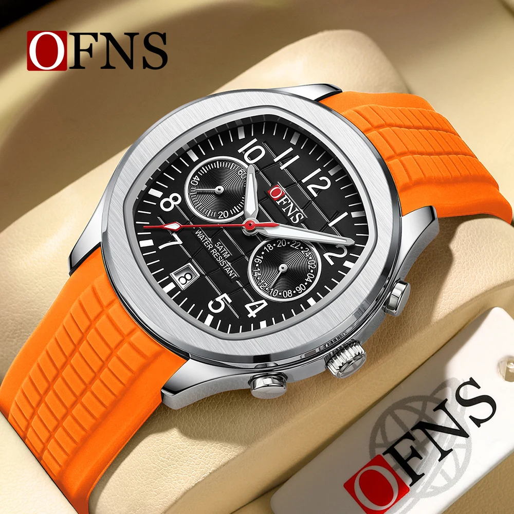 

OFNS Cross border 8020 Hot selling Three Eyes Six Needle Quartz Watch Fashion Calendar Watch Waterproof Men's Watch