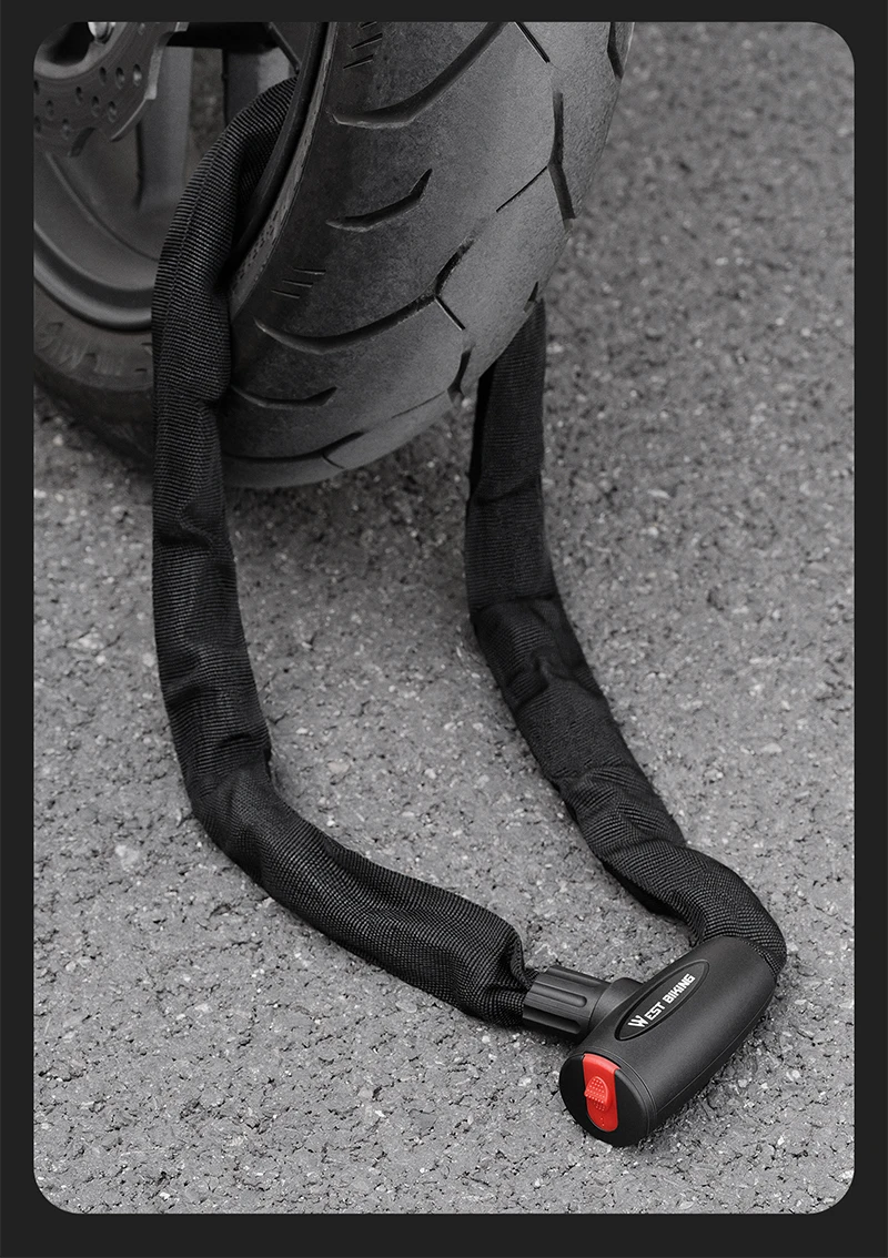 WEST RADFAHREN Fahrrad Anti-Diebstahl-Kettenschloss Hartstahllegierung Langlebiges kräftiges Schloss für MTB Fahrrad Motorrad Roller Radfahren Zubehör – Detail 20