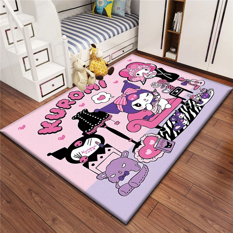 Kuromi Cartoon printed area carpet for children Living room Bedroom floor mat Kitchen mat Children's Bedroom Mat