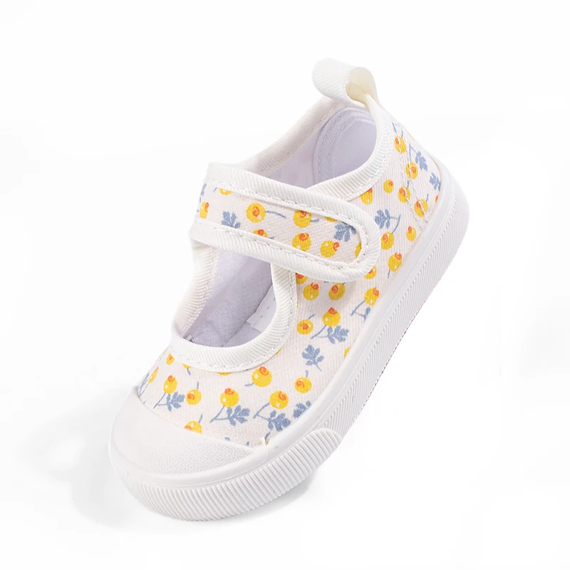 New Spring Arrivals: Stylish Printed Soft-Soled Toe-Cap Hook-and-Loop Breathable Low-Top Shoes for Baby Girls