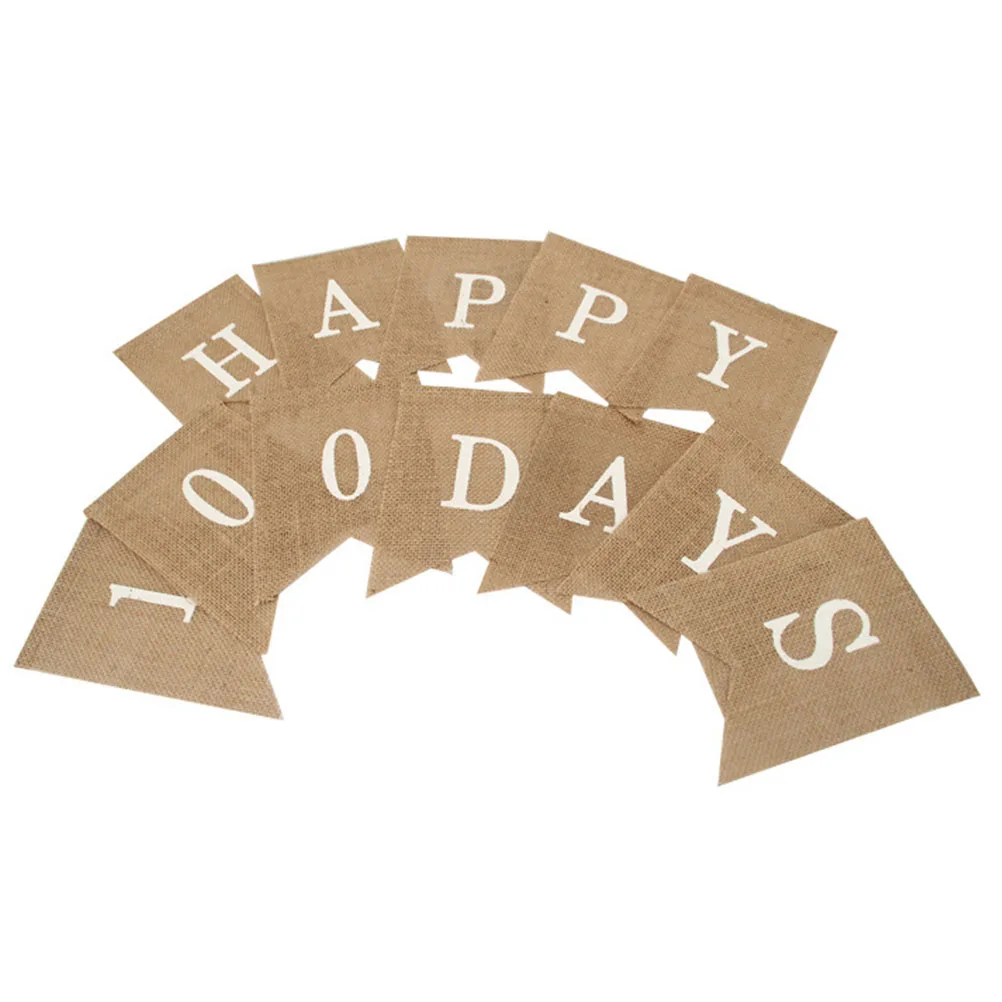 

1Pcs Creative Baby 100 Days Banner Linen Bunting Swallowtail Khaki Safe Use Multiple Times Filament Warm Light