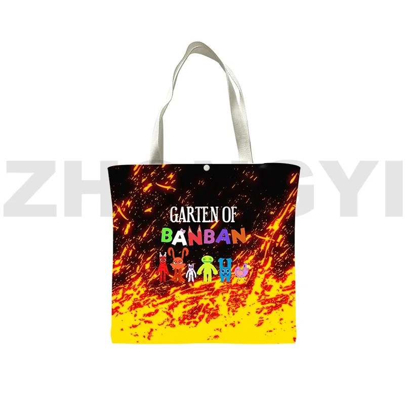 Game Garten of BanBan 2 Canvas Tote Bag Lady Fashion Foldable Shopping Bag High Quality Supermarket Bag Mens Travel Shoulder Bag