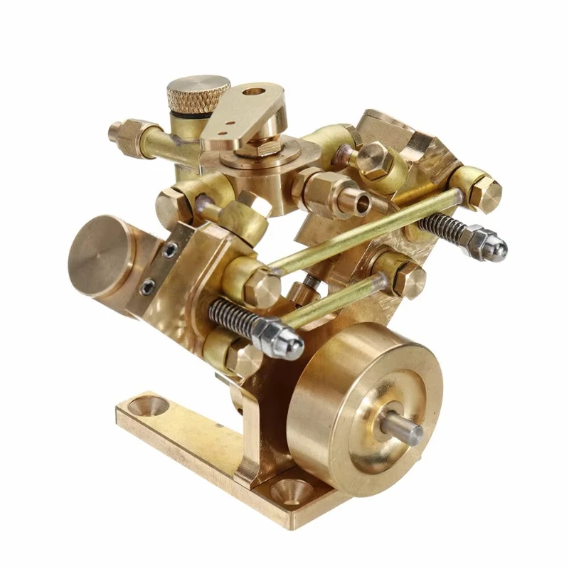 Mini DIY Stirling Brass Engine Model M2B Double Cylinder Marine Steam Model Toy Can Be Used for Physics Teaching