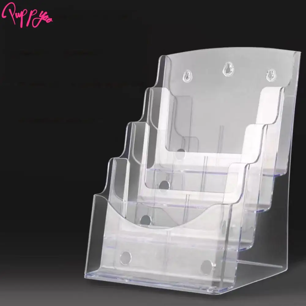 A4/A5/A6 Clear Flyers Display Stand 2/3/4 Layers Hanging Hole Brochure Holder Large Opening Reusable Desktop Document Rack