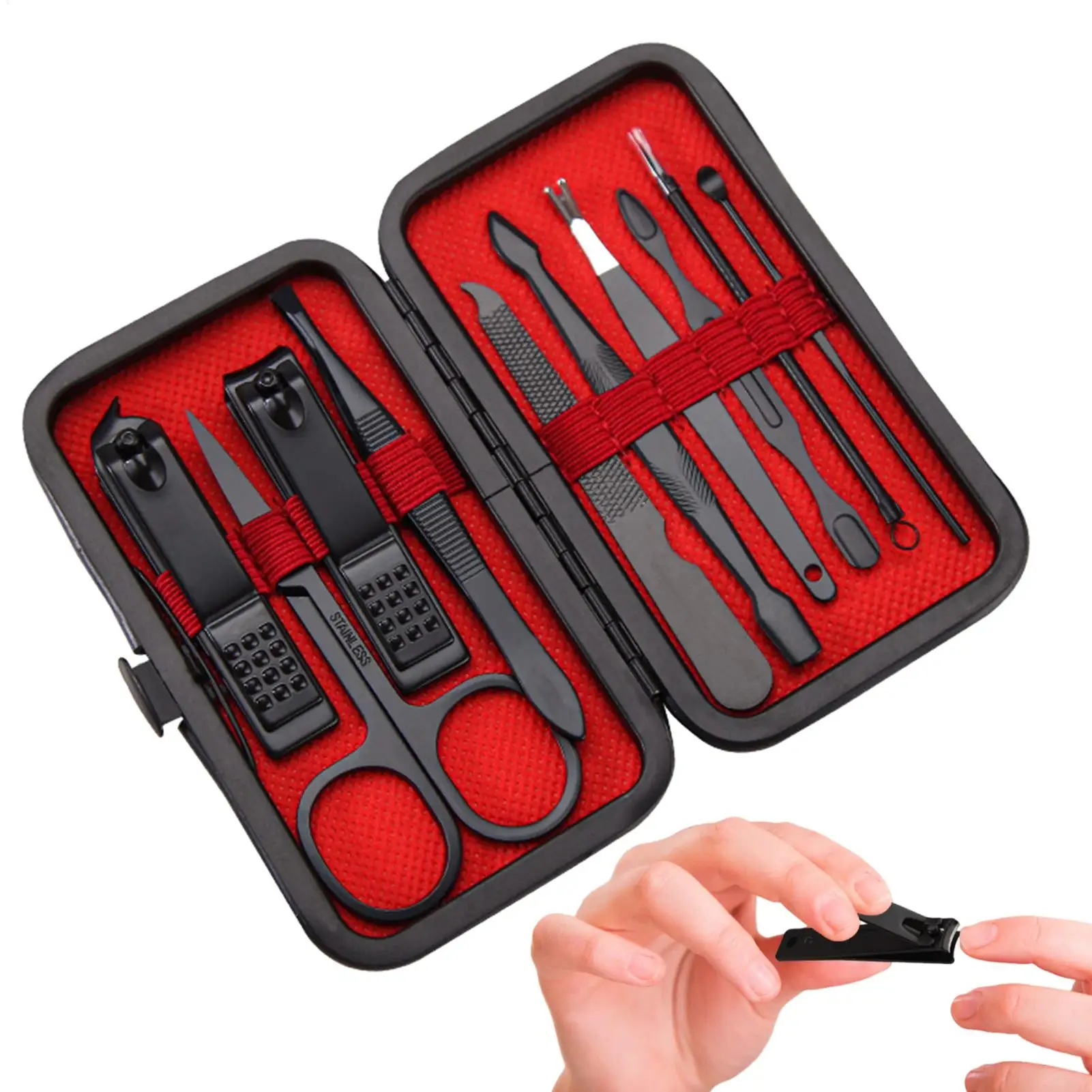 Men Manicure Set 10 Pieces Stainless Steel With Travel Case Portable Personal Manicure Set For Home Travel Salon Business Trip