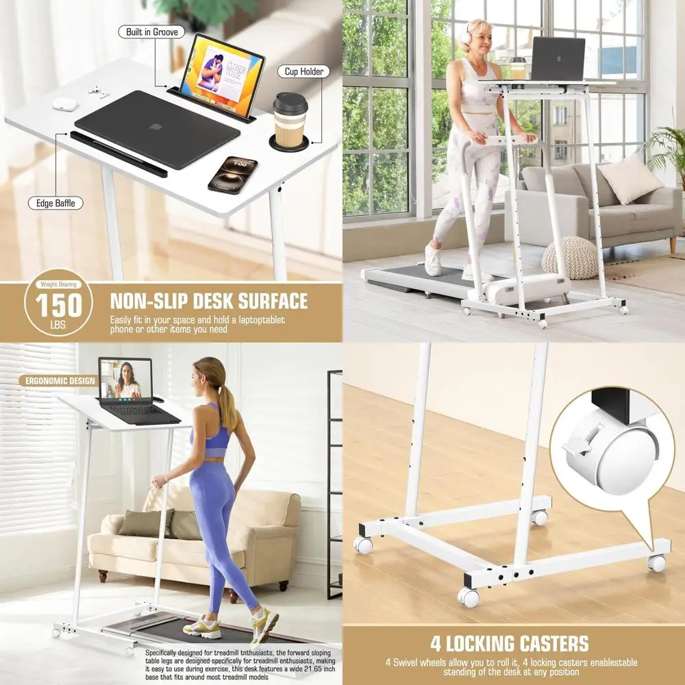 

Портативный передвижной стол на колесиках, регулируемая по высоте подставка для ноутбука, мобильная рабочая станция для домашнего офиса