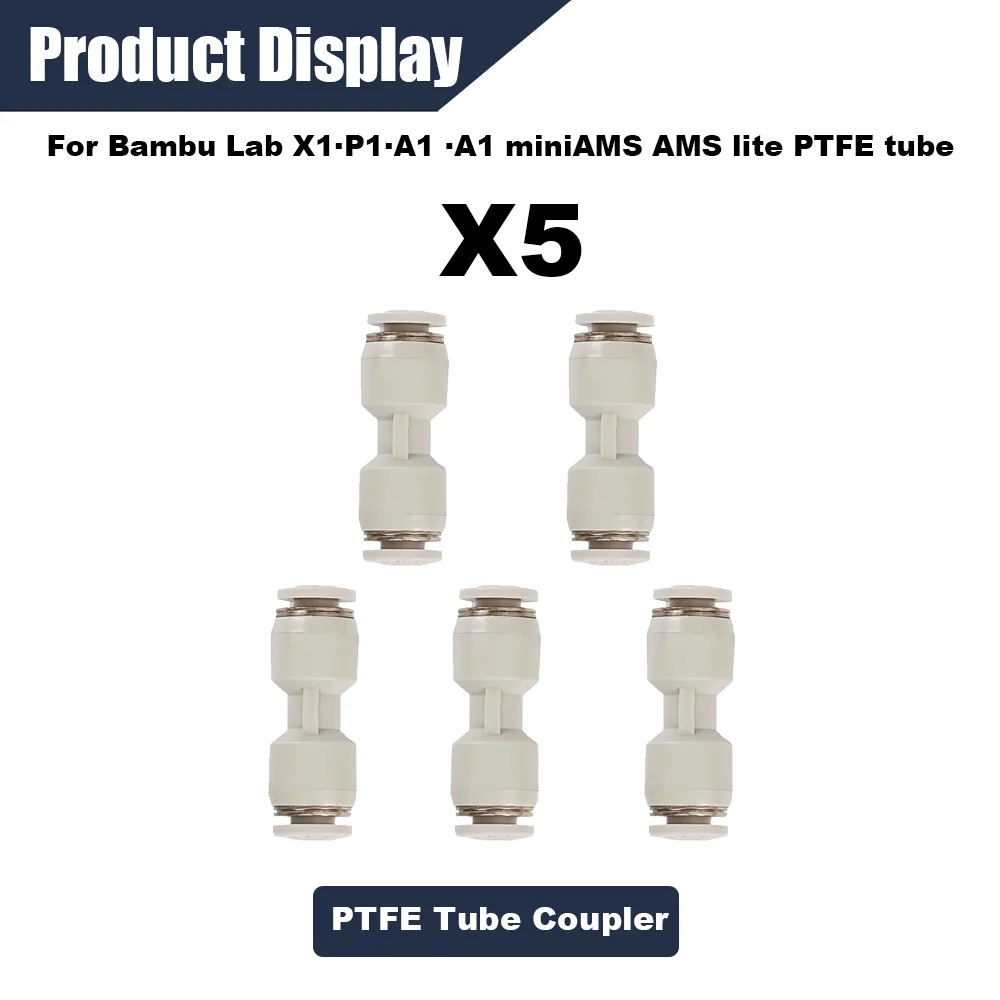PTFE Rohr 2,5mm ID×4mm OD 5M für Bambu Lab X1/X1C/P1P/P1S/A1/A1 mini/AMS/AMS lite, mit Schneidwerkzeug & Steckverbindern, 3D Druck Schlauch