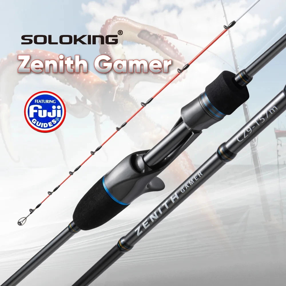 SOLOKING-Zenith Gamer Vara De Pesca, Ponta De Titânio, 1.57m, MH Fundição Rápida, Jigging Rod para Lula, Lula, Polvo, Barco Vara De Pesca