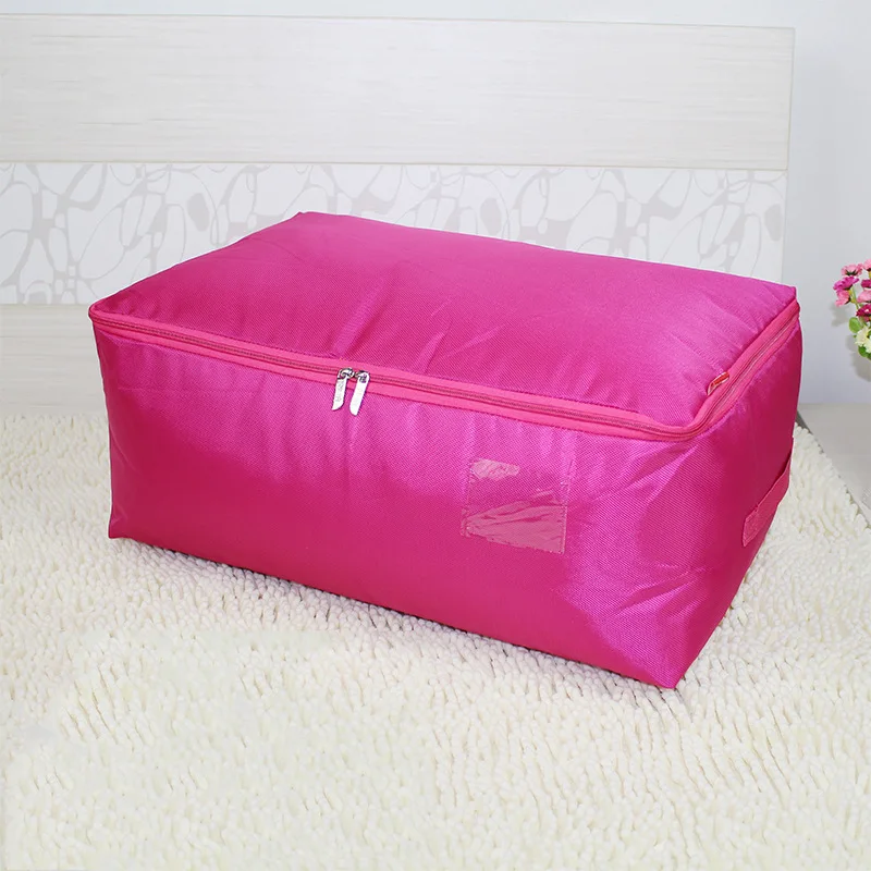 Simple Solid Color Oxford Fabric Quilt Storage Bag Household Moisture-proof Clothing Organize Bag Travel Luggage Packaging Bag