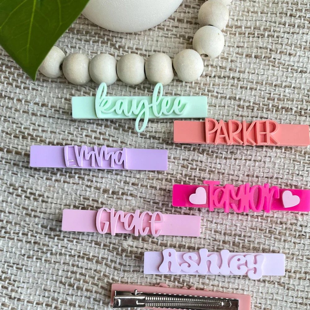 Personalized Name Hair Clips - Custom Acrylic Hair Accessories - 3 Inch Alligator Clip - Cute Hair Clips for Women & Kids