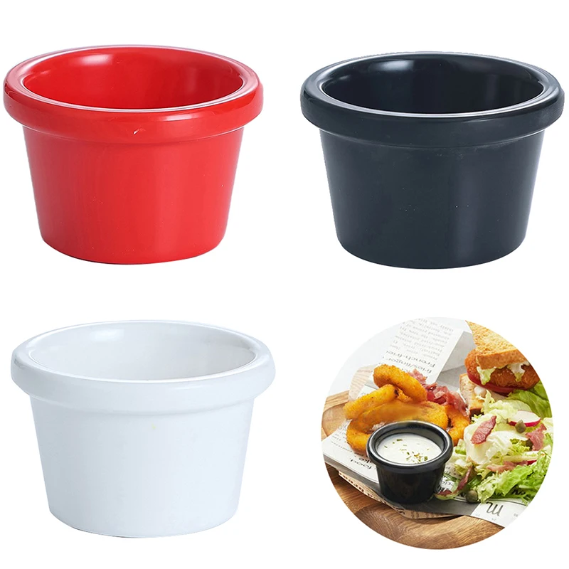 Sauce Schüssel Soße Boote rund glänzend Melamin 6cm 50ml schwarz Mini Tauch becher amerikanisches Geschirr für Café