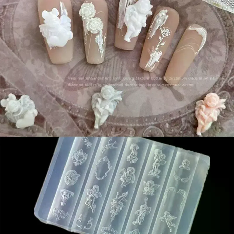 Angel Clock 3D Silicone Nail Mold Heart Lock Nails Templates DIY Nail Art Decorations Stamping Plates Manicure Design Tools