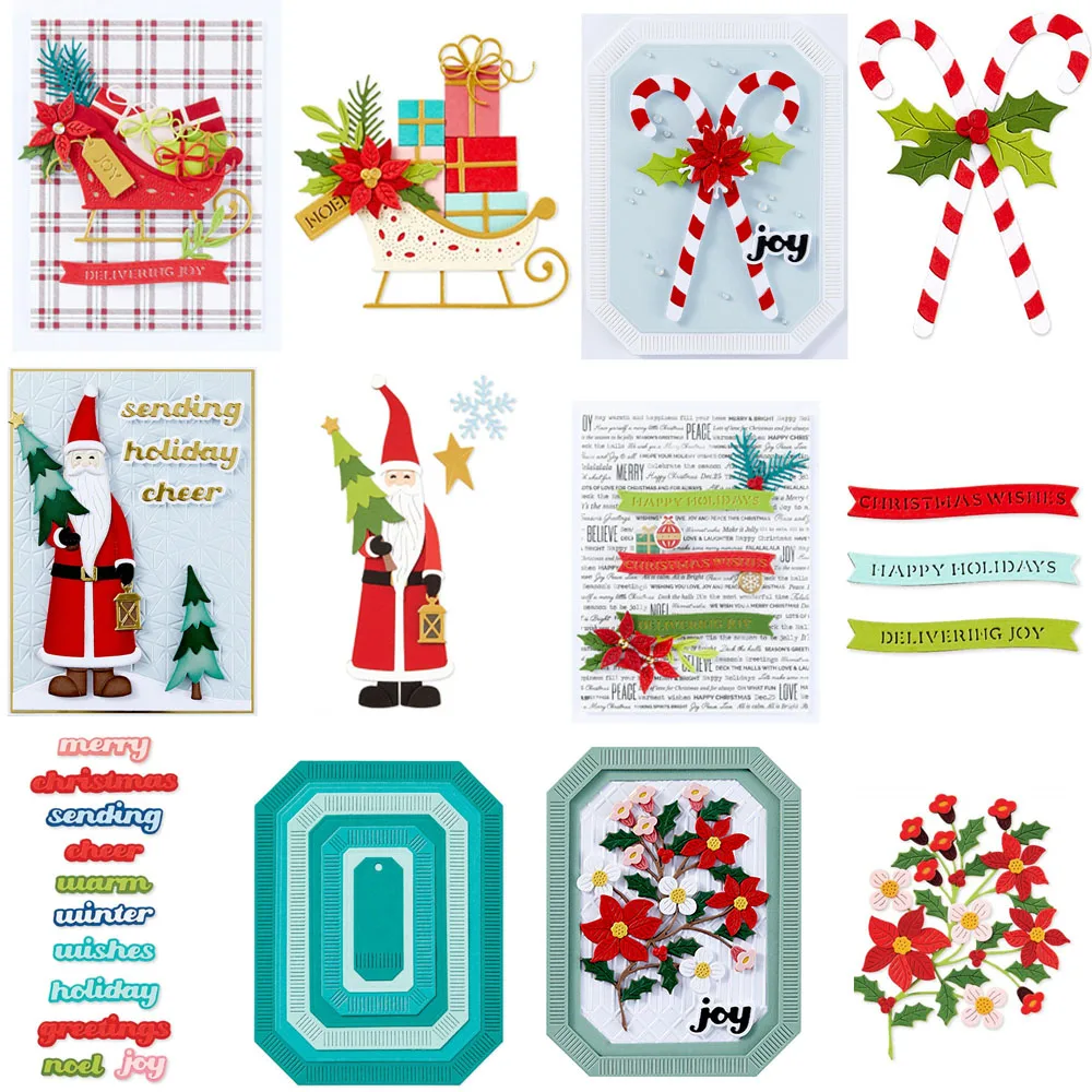 Vakantie Kerstcollectie Stansmessen Kerstman Cadeau Auto Decor Bloemen Woorden Sterven Voor DIY Scrapbooking Craft Card Making