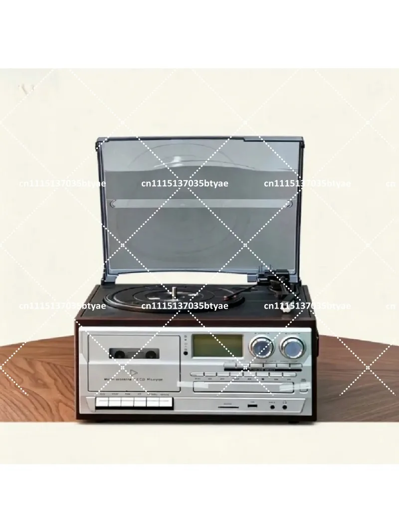 Vintage Bluetooth Record Player Retro Turntable Speaker with Radio and Tape Function