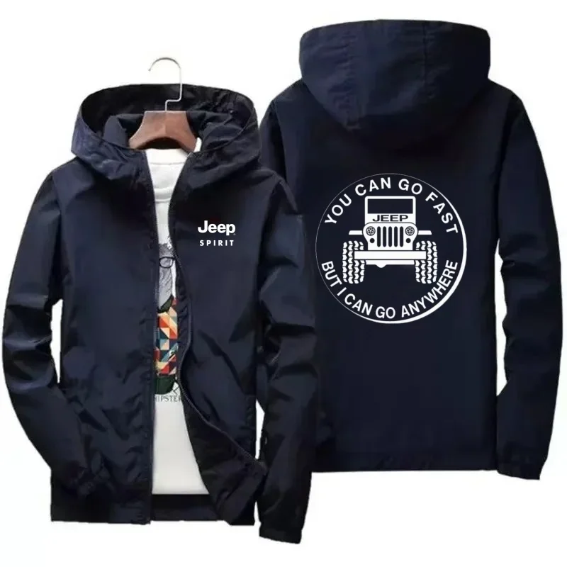 Jeep's new brand logo printed hooded coat, men's outdoor casual waterproof sports versatile top