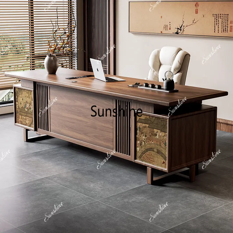 All solid wood large board desk new Chinese class desk boss table