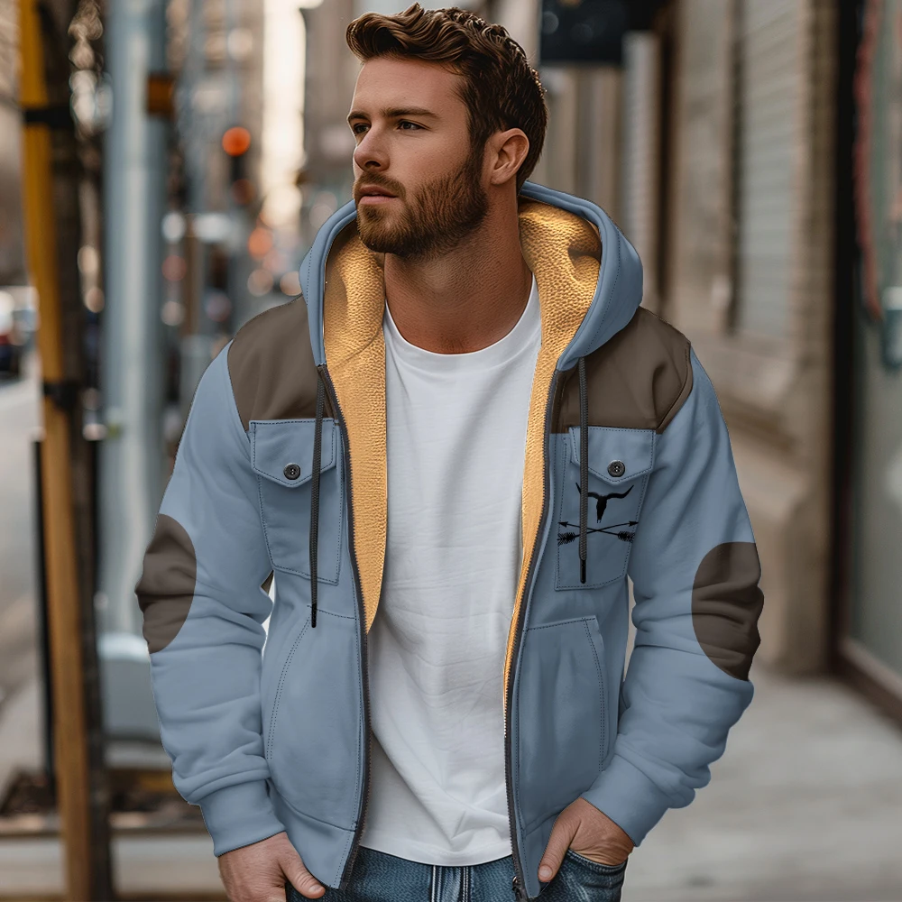 Sweat à capuche en velours pour hommes, veste en coton, manteau chaud, vêtements d'hiver, grands vêtements pour hommes